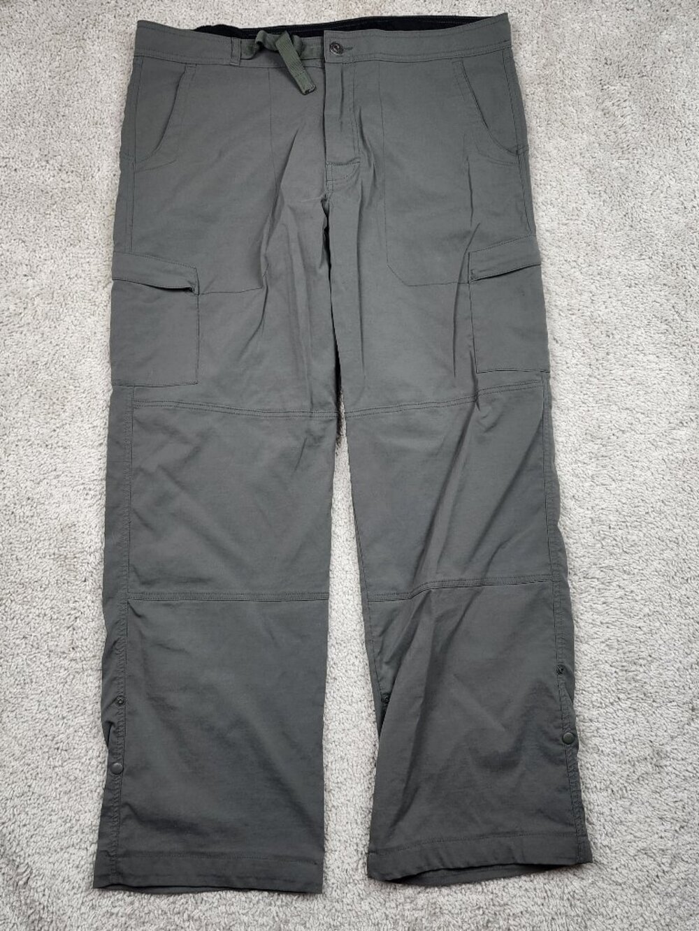 prAna Men's Stretch Zion Pants Size XL 40x31 Gray Hiking Cargo Belted REI USA